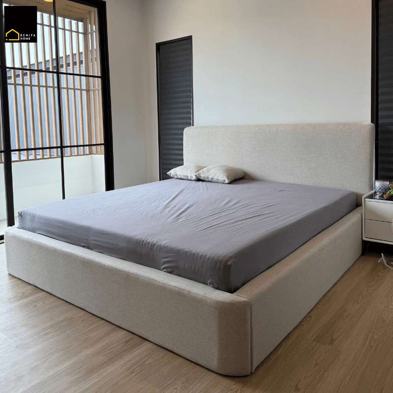 เตียงนอน 5 ฟุต RENITA HOME รุ่น BAILEY สีเทาอ่อน_2